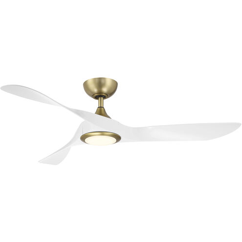 Swirl 54 inch Soft Brass Matte White with Matte White Blades Downrod Ceiling Fans, Smart Fan