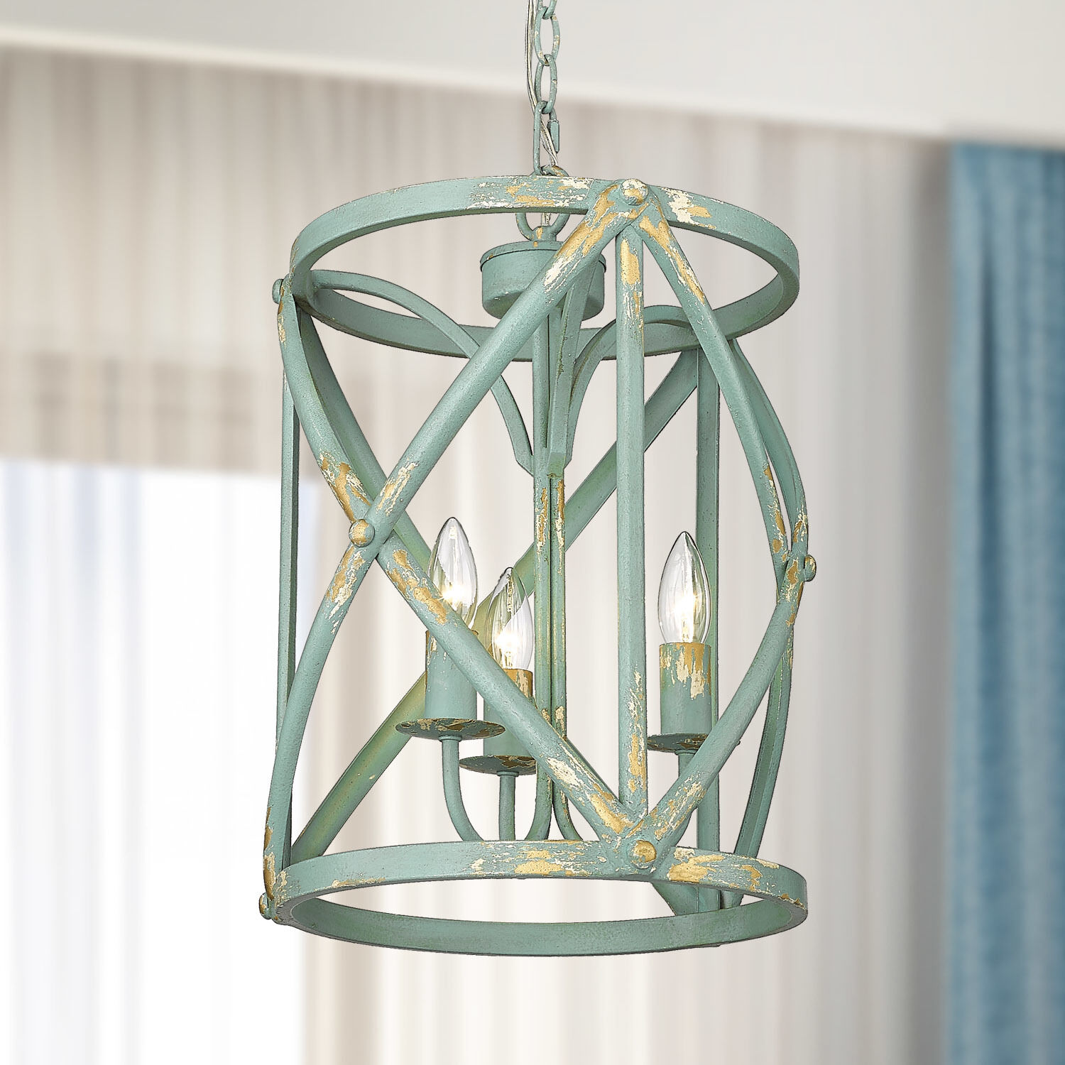 Alcott 3 Light 13 inch Antique Teal Pendant Ceiling Light