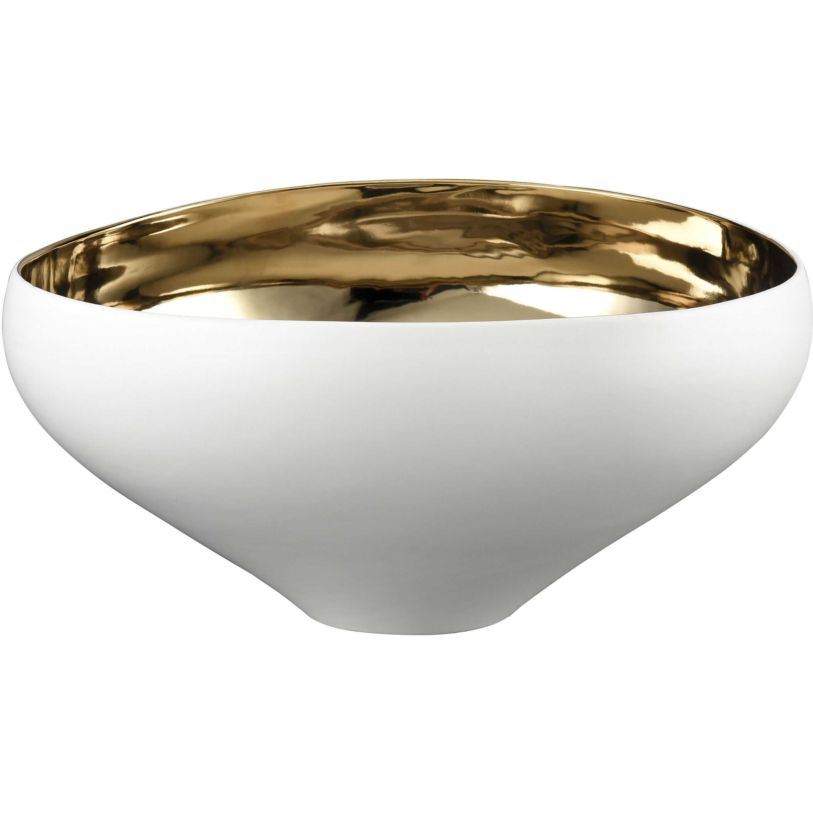 Greer 12 X 6.5 inch Bowl in White and Gold Glazed