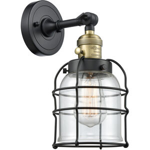 Franklin Restoration Small Bell Cage 1 Light 6 inch Black Antique Brass Sconce Wall Light in Clear Glass, Franklin Restoration