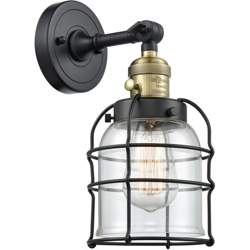 Franklin Restoration Small Bell Cage LED 6 inch Black Antique Brass Sconce Wall Light, Franklin Restoration