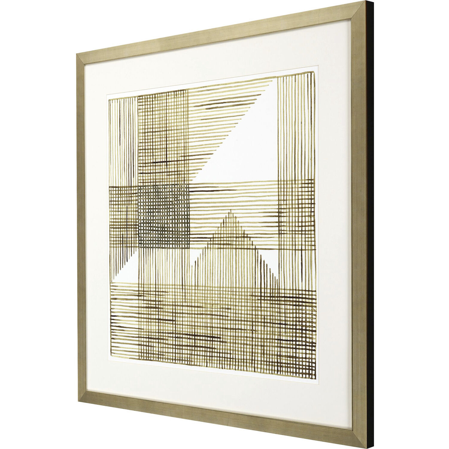 Welded Mesh Brown and Metallic and Neutral and White Framed Art