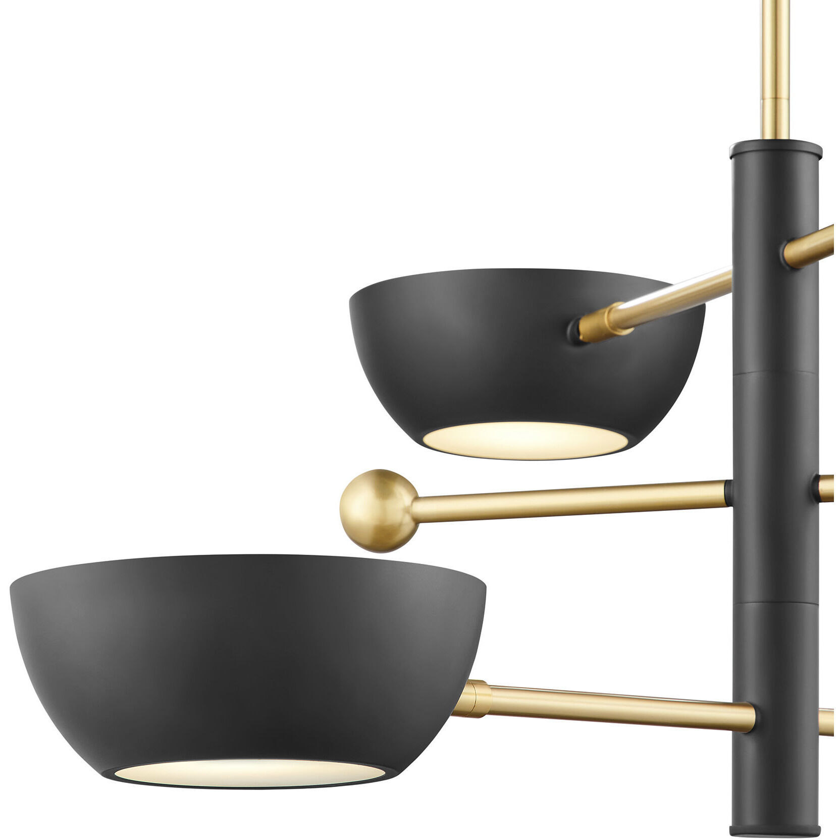 Contemporary 3 Light 33.75 inch Matte Black with Natural Brass Chandelier Ceiling Light