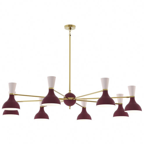 Clare LED 57 inch Modern Brass Chandelier Ceiling Light in Sugar Plum and Rose Water