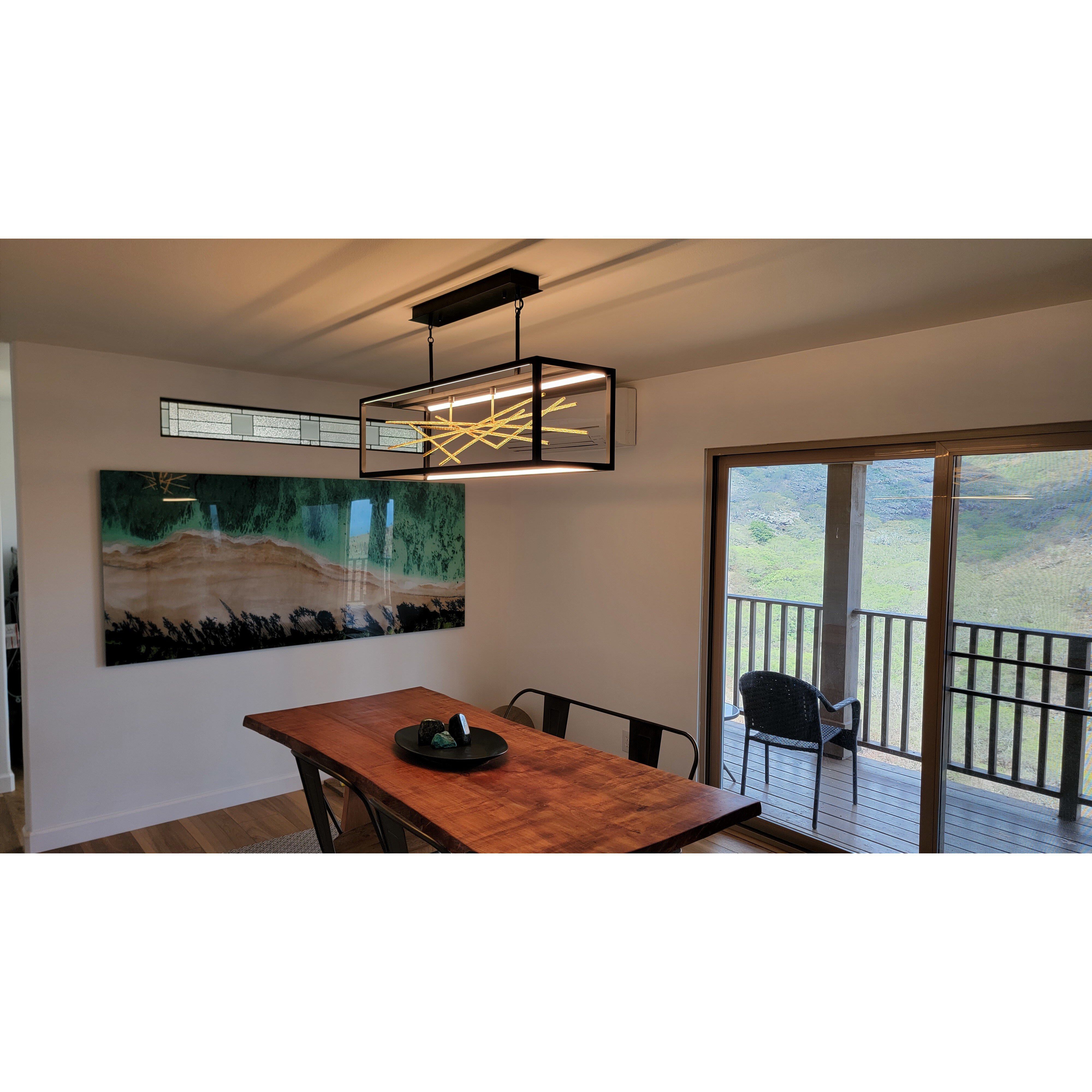 Styx LED 45 inch Black Chandelier Ceiling Light, Linear & Oval