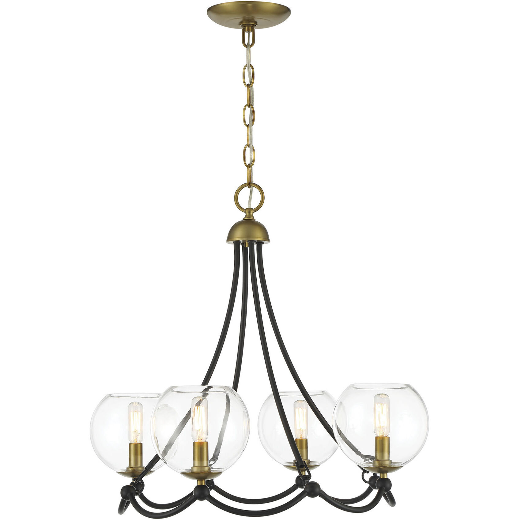 Vantage Kearney Park 4 Light 23 inch Coal and Soft Brass Chandelier Ceiling Light