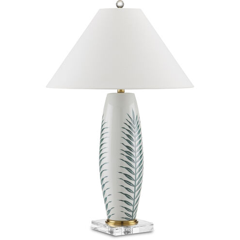 Kenita 33 inch 150 watt White and Green and Clear and Polished Brass Table Lamp Portable Light