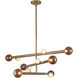 Reese 47.5 inch Vintage Brass Chandelier Ceiling Light in Amber Glass
