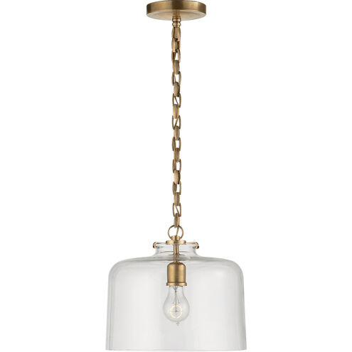 Thomas O'Brien Katie 1 Light 12 inch Hand-Rubbed Antique Brass Pendant Ceiling Light in Clear Glass
