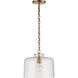 Thomas O'Brien Katie 1 Light 12 inch Hand-Rubbed Antique Brass Pendant Ceiling Light in Clear Glass