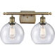 Ballston Athens 2 Light 16 inch Antique Brass Bath Vanity Light Wall Light in Incandescent, Seedy Glass, Ballston