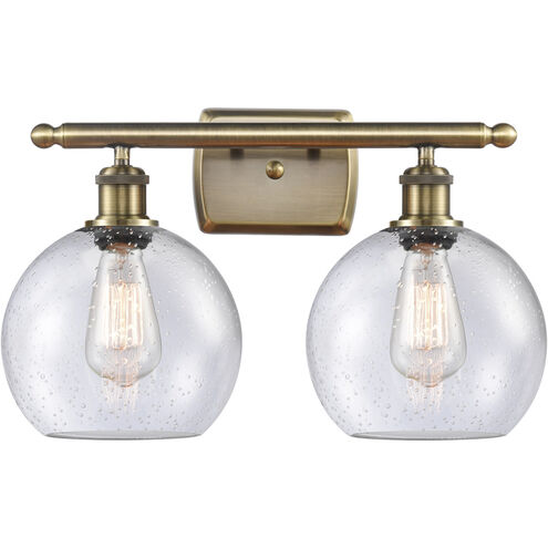 Ballston Athens 2 Light 16 inch Antique Brass Bath Vanity Light Wall Light in Incandescent, Seedy Glass, Ballston