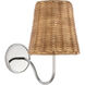 Amber Lewis Lyndsie LED 6 inch Polished Nickel Sconce Wall Light in Natural Wicker, Small