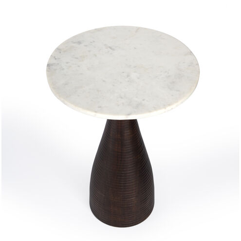 Julia Marble Pedestal End Table in Dark Brown