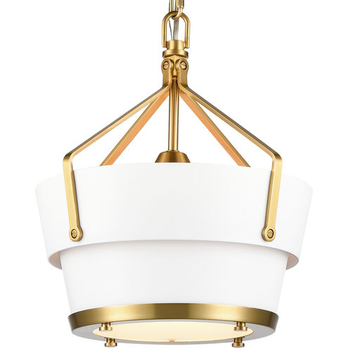 Marin 1 Light 11 inch Matte White with Satin Brass Pendant Ceiling Light in Matte White/Satin Brass