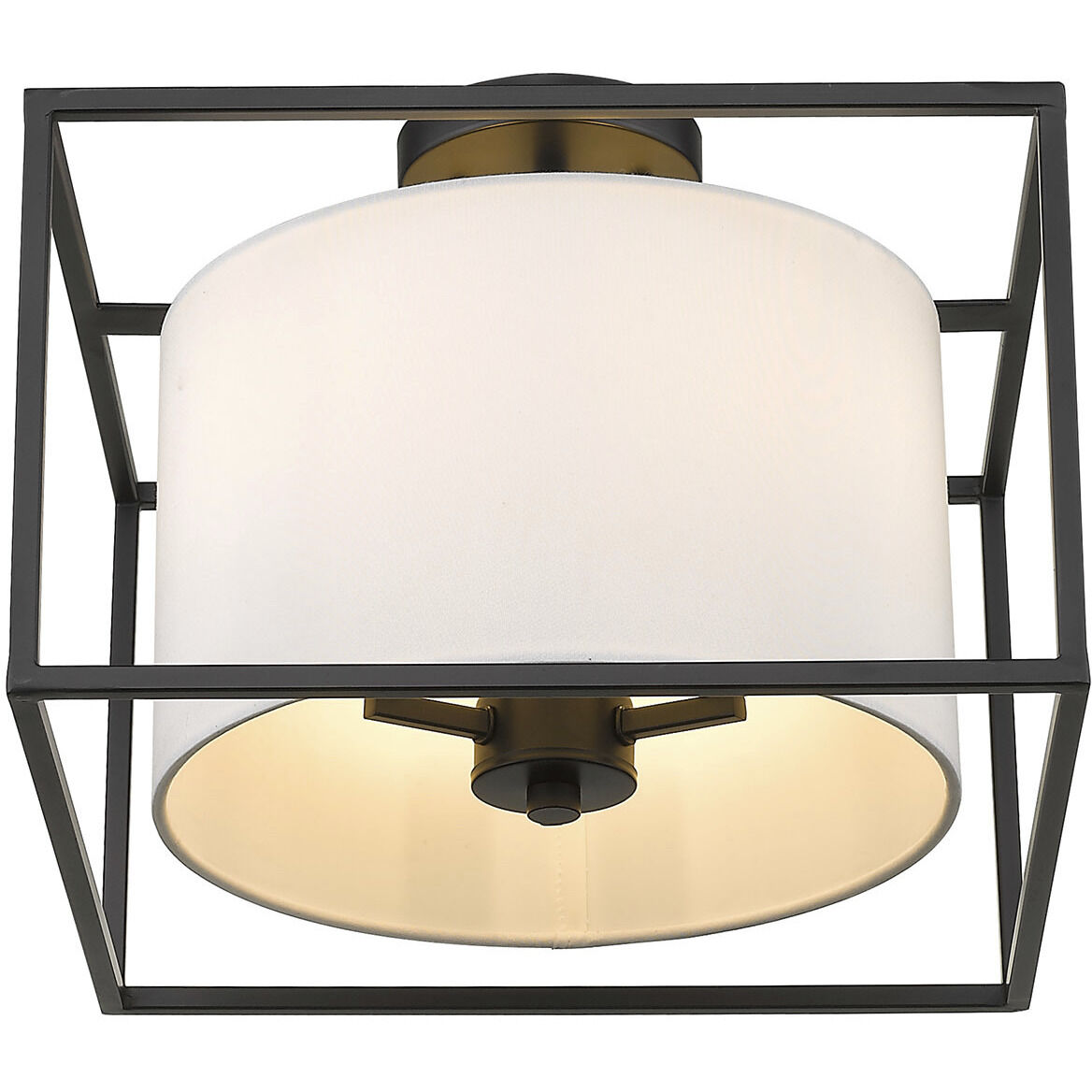 Manhattan 3 Light 14.5 inch Matte Black Semi-Flush Mount Ceiling Light, Damp