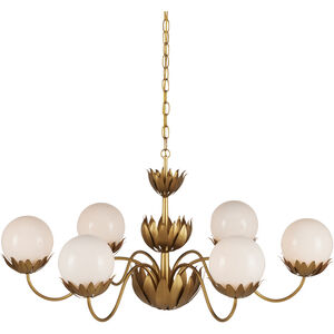Mirasole 6 Light 37 inch Contemporary Gold Leaf and Gold and White Chandelier Ceiling Light