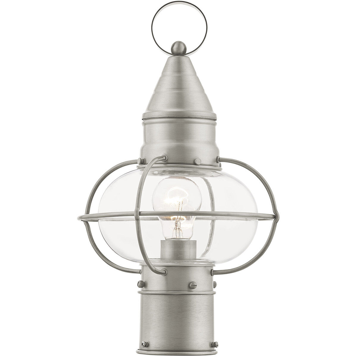Newburyport 1 Light 15 inch Brushed Nickel Outdoor Post Top Lantern