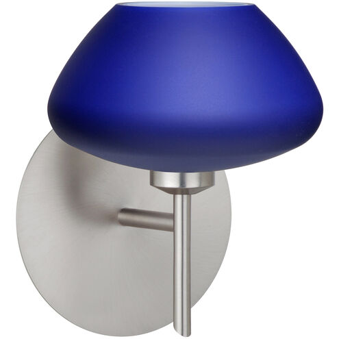 Peri LED 5 inch Satin Nickel Mini Sconce Wall Light in Blue Matte Glass