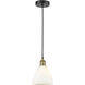 Edison Dome 1 Light 7.5 inch Black Antique Brass Mini Pendant Ceiling Light in Matte White Glass