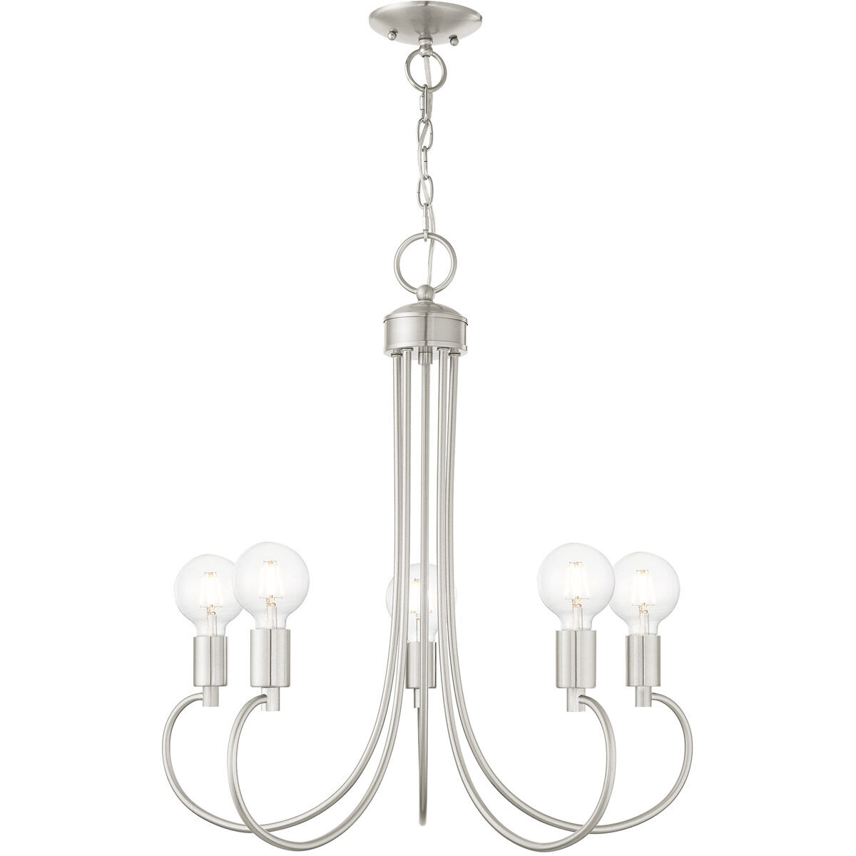 Bari 5 Light 25 inch Brushed Nickel Chandelier Ceiling Light