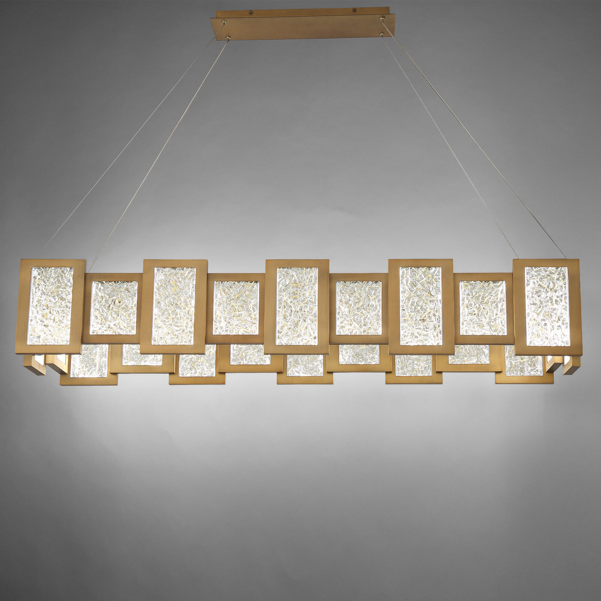 Fury LED 18 inch Aged Brass Chandelier Ceiling Light in 48in.
