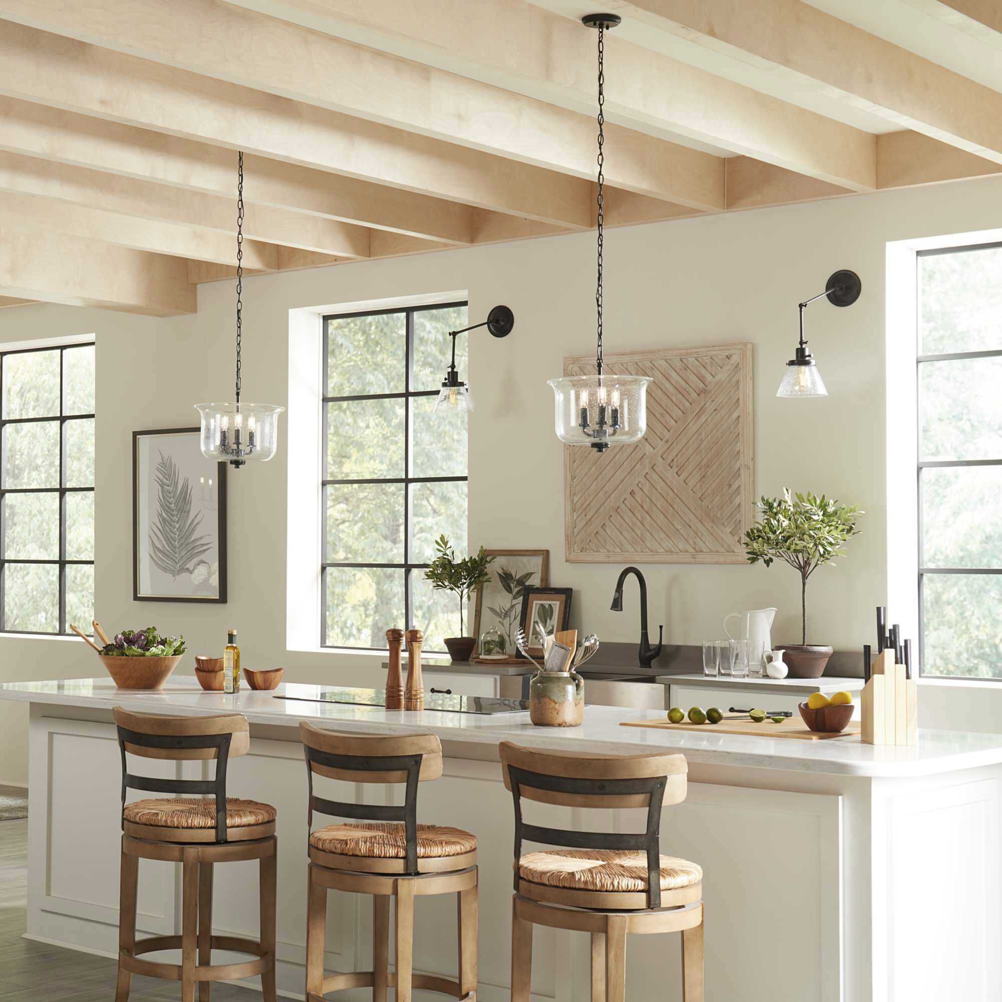 Winslett 3 Light 14 inch Matte Black Semi-Flush Mount Convertible Ceiling Light