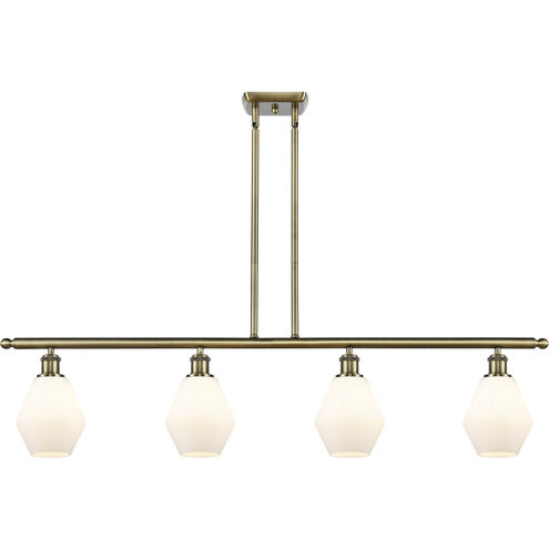 Ballston Cindyrella 4 Light 48 inch Antique Brass Island Light Ceiling Light in Incandescent, Matte White Glass