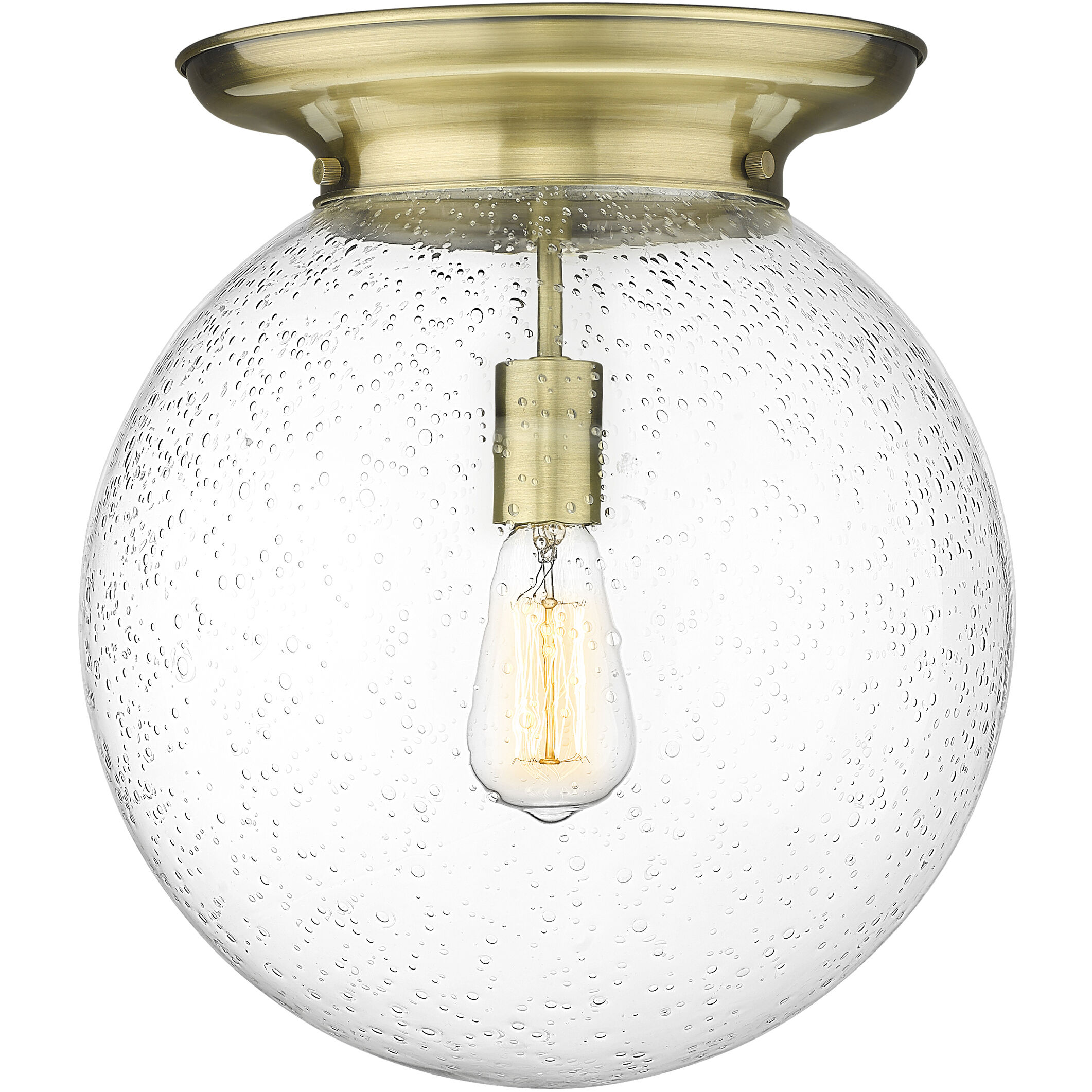 Beacon 1 Light 14 inch Antique Brass Flush Mount Ceiling Light