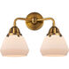 Nouveau 2 Fulton 2 Light 15 inch Brushed Brass Bath Vanity Light Wall Light in Matte White Glass