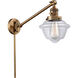 Small Oxford 30 inch 3.5 watt Brushed Brass Swing Arm Wall Light in Clear Glass, Franklin Restoration
