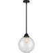 Nouveau 2 Beacon 1 Light 10 inch Matte Black Mini Pendant Ceiling Light in Incandescent, Clear