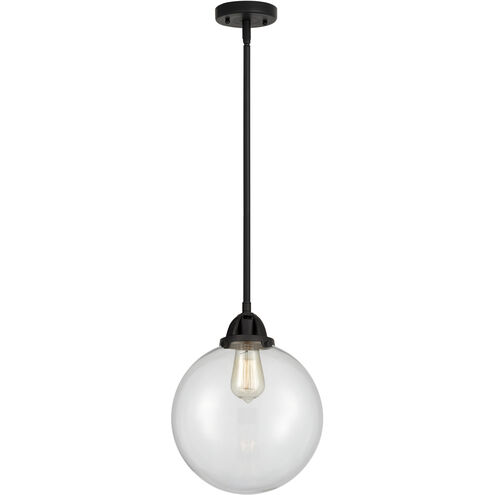 Nouveau 2 Beacon 1 Light 10 inch Matte Black Mini Pendant Ceiling Light in Incandescent, Clear