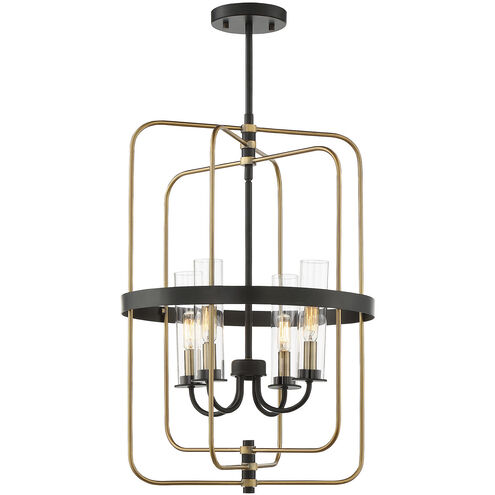 Kearney 4 Light 17 inch Vintage Black with Warm Brass Pendant Ceiling Light