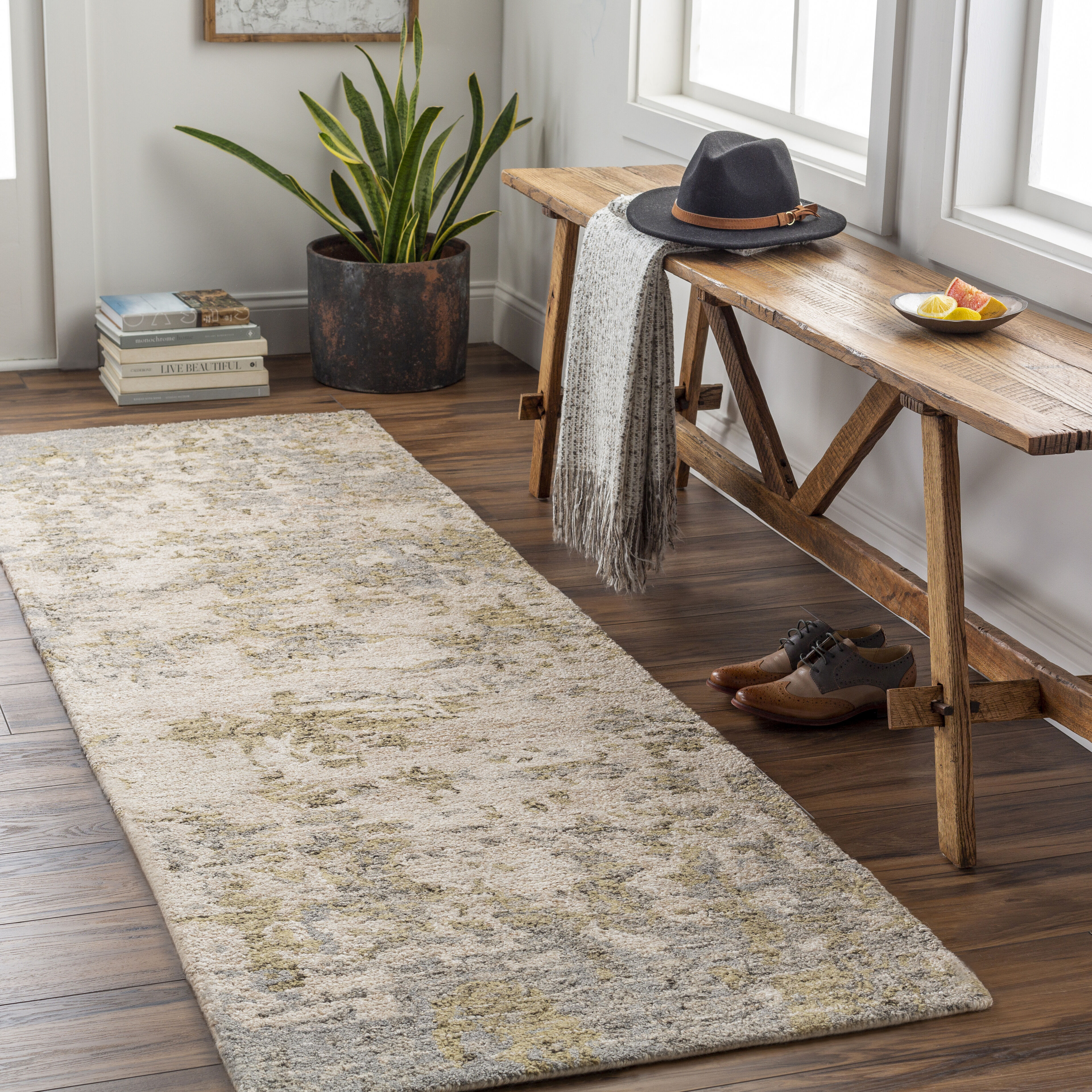 Evoke 96 X 30 inch Mustard Rug in 2.5 x 8, Runner