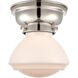 Aditi Olean 1 Light 7 inch Polished Nickel Flush Mount Ceiling Light in Matte White Glass, Aditi