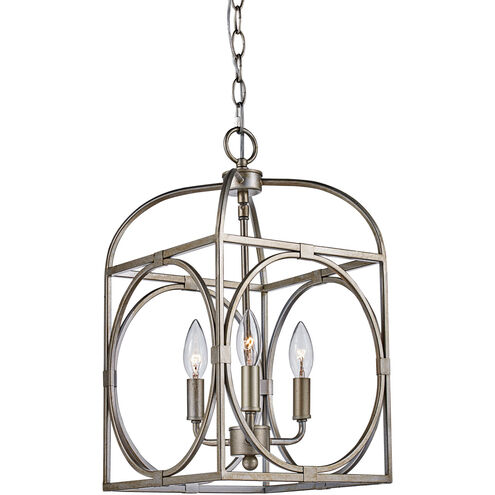 Academy 3 Light 10 inch Antique Silver Leaf Pendant Ceiling Light