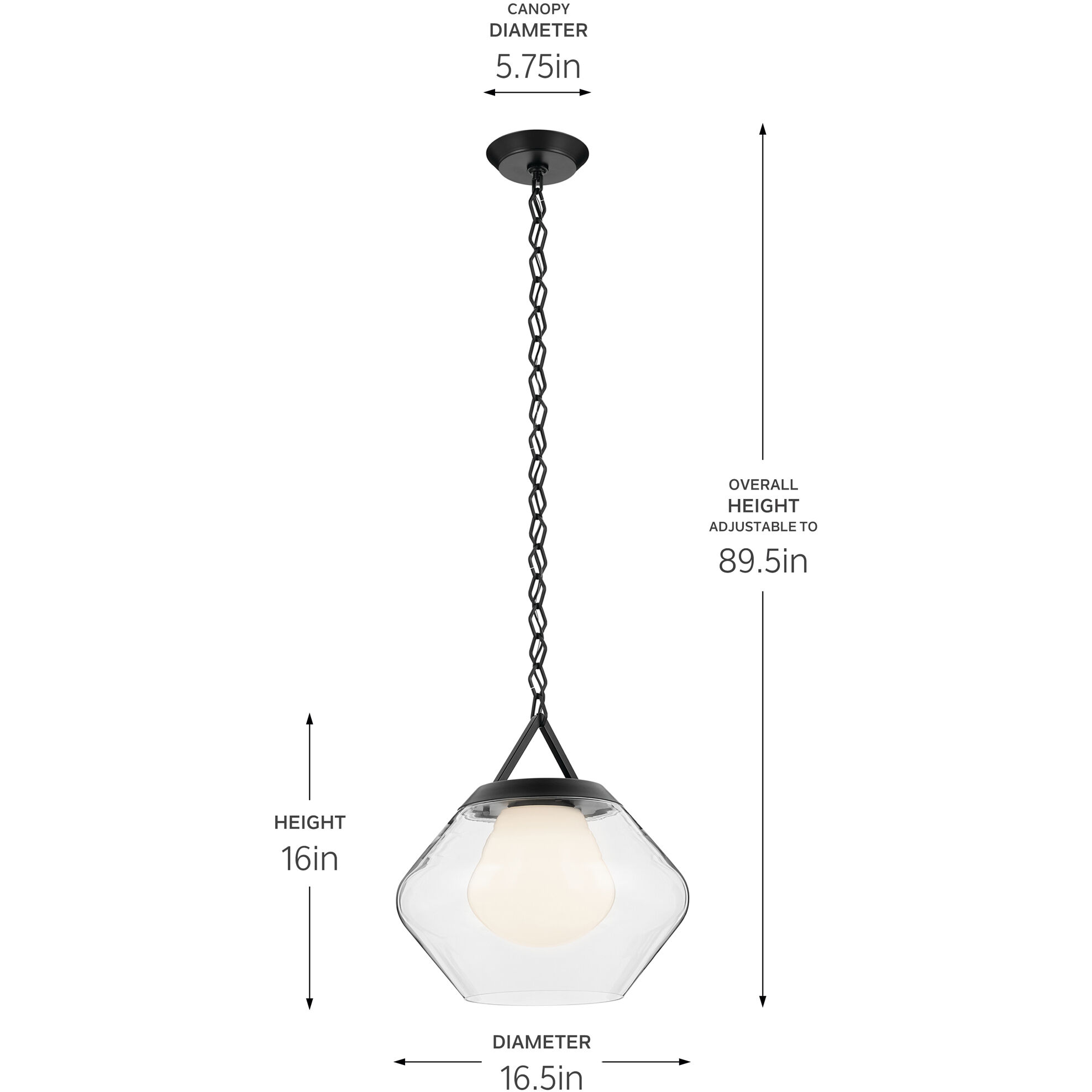 Nella 1 Light Black Pendant Ceiling Light