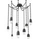 Pebble LED 14.3 inch Matte Black Swag Multi-Pendant Ceiling Light in 3000K LED, Rectangular Chain