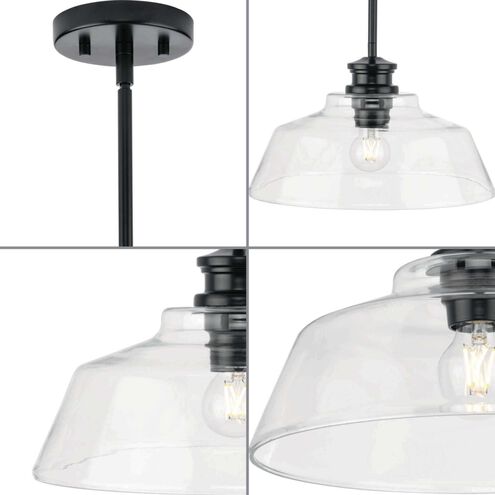Singleton 1 Light 14 inch Matte Black Pendant Ceiling Light