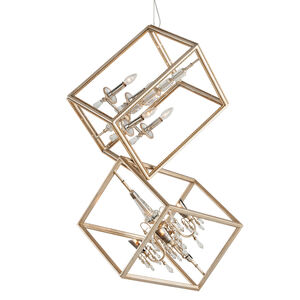 Houdini 8 Light 28 inch Silver and Gold Leaf Pendant Ceiling Light