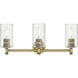 Downtown Urban Crown Point 3 Light 23.88 inch Brushed Brass Bath Vanity Light Wall Light in Seedy