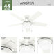 Anisten 44 inch Fresh White with Fresh White/Light Oak Blades Ceiling Fan