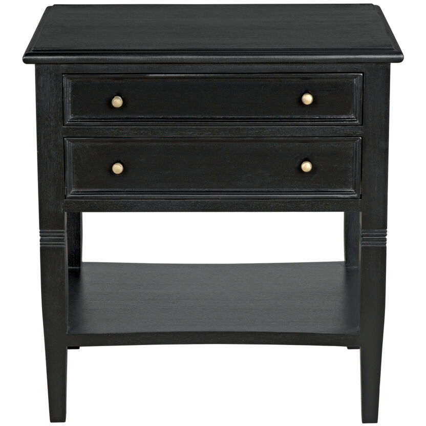 Oxford 30 X 28 inch Hand Rubbed Black Side Table, 2 Drawer