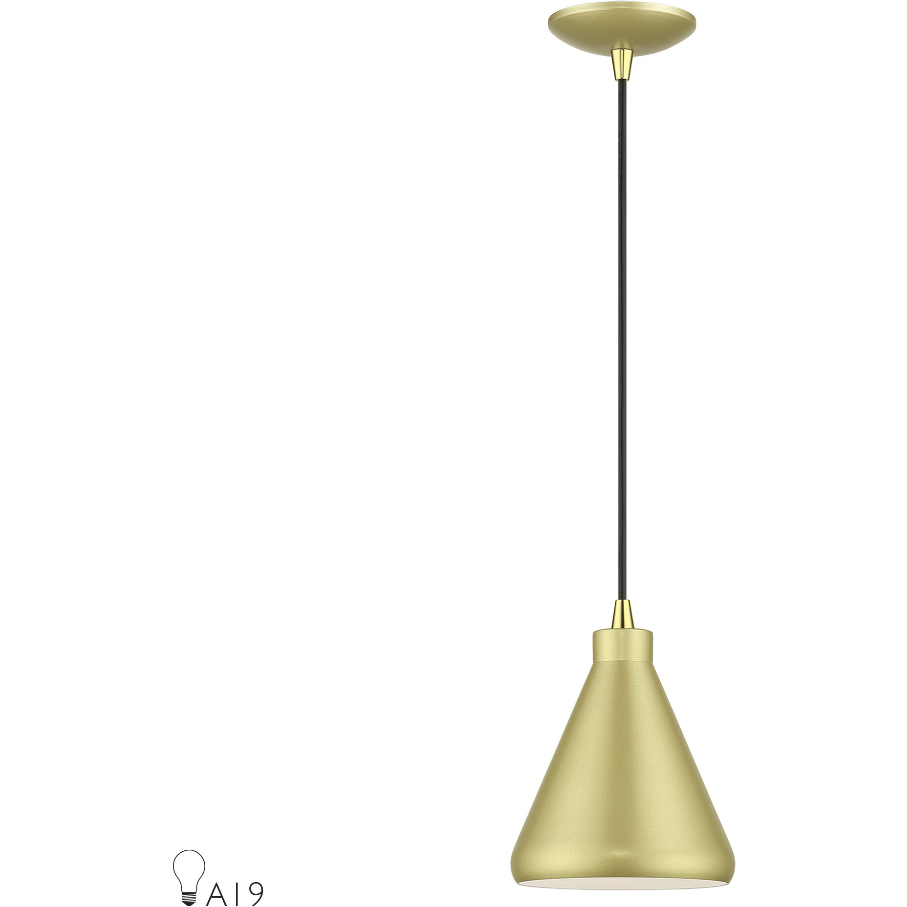 Geneva 1 Light 7 inch Soft Gold with Polished Brass Accents Mini Pendant Ceiling Light