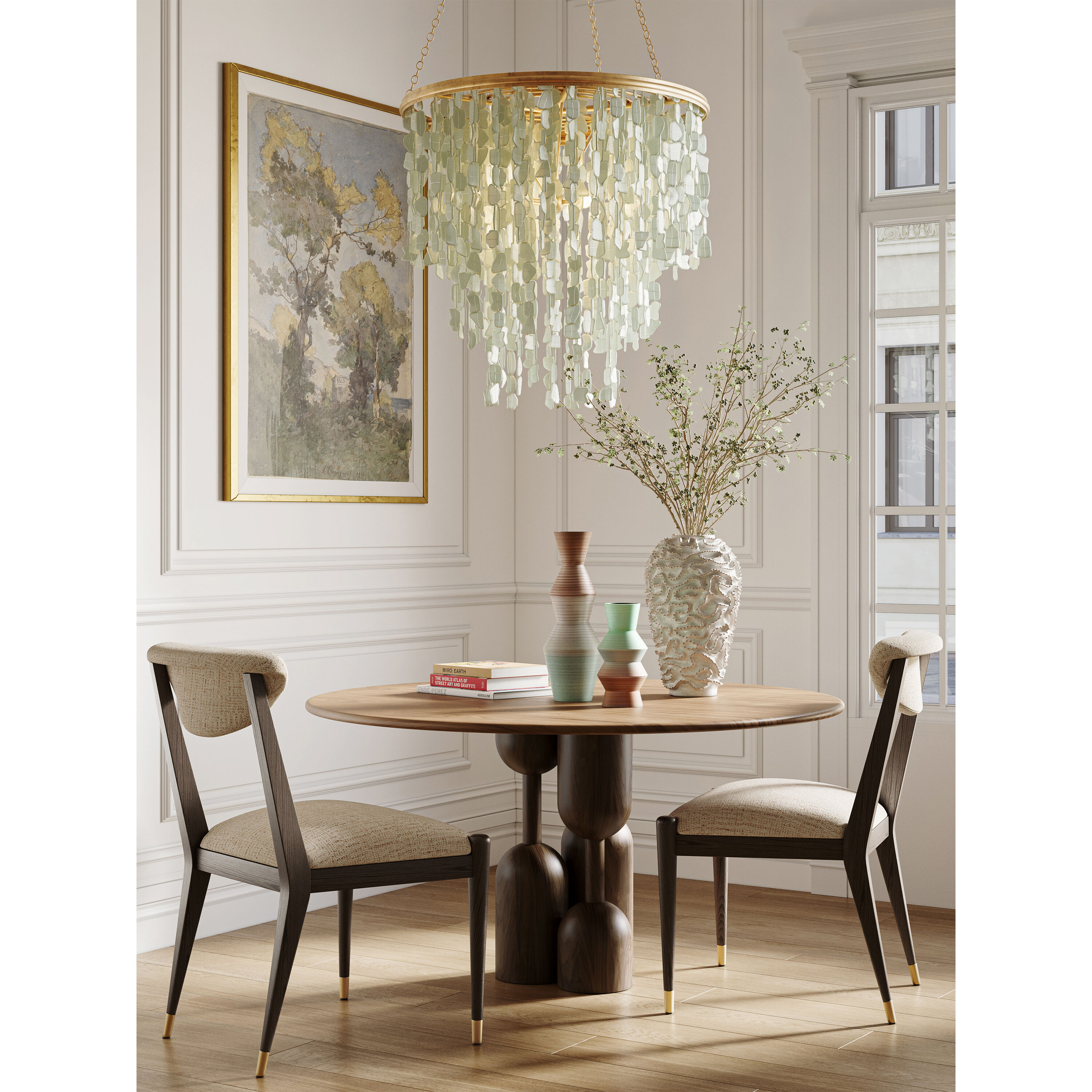 Verre de Mer 1 Light 24.75 inch Seaglass/Contemporary Gold Chandelier Ceiling Light, Medium