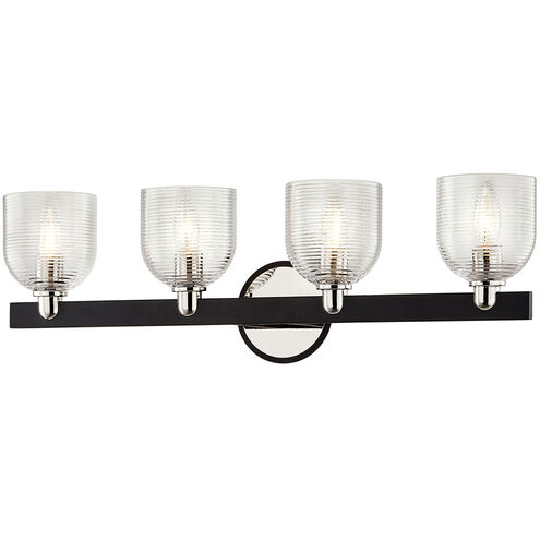 Munich 4 Light 26.5 inch Carbide Black and Polished Nickel Bath And Vanity Wall Light
