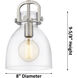 Newton Bell 7 Light 51.75 inch Brushed Satin Nickel Linear Pendant Ceiling Light in White Glass