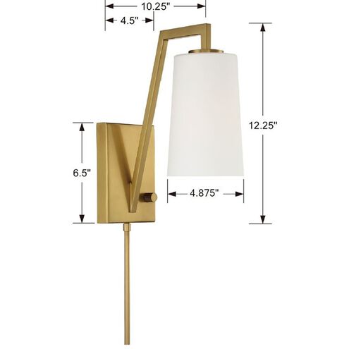 Avon 10.25 inch 60.00 watt Aged Brass Task Sconce Wall Light