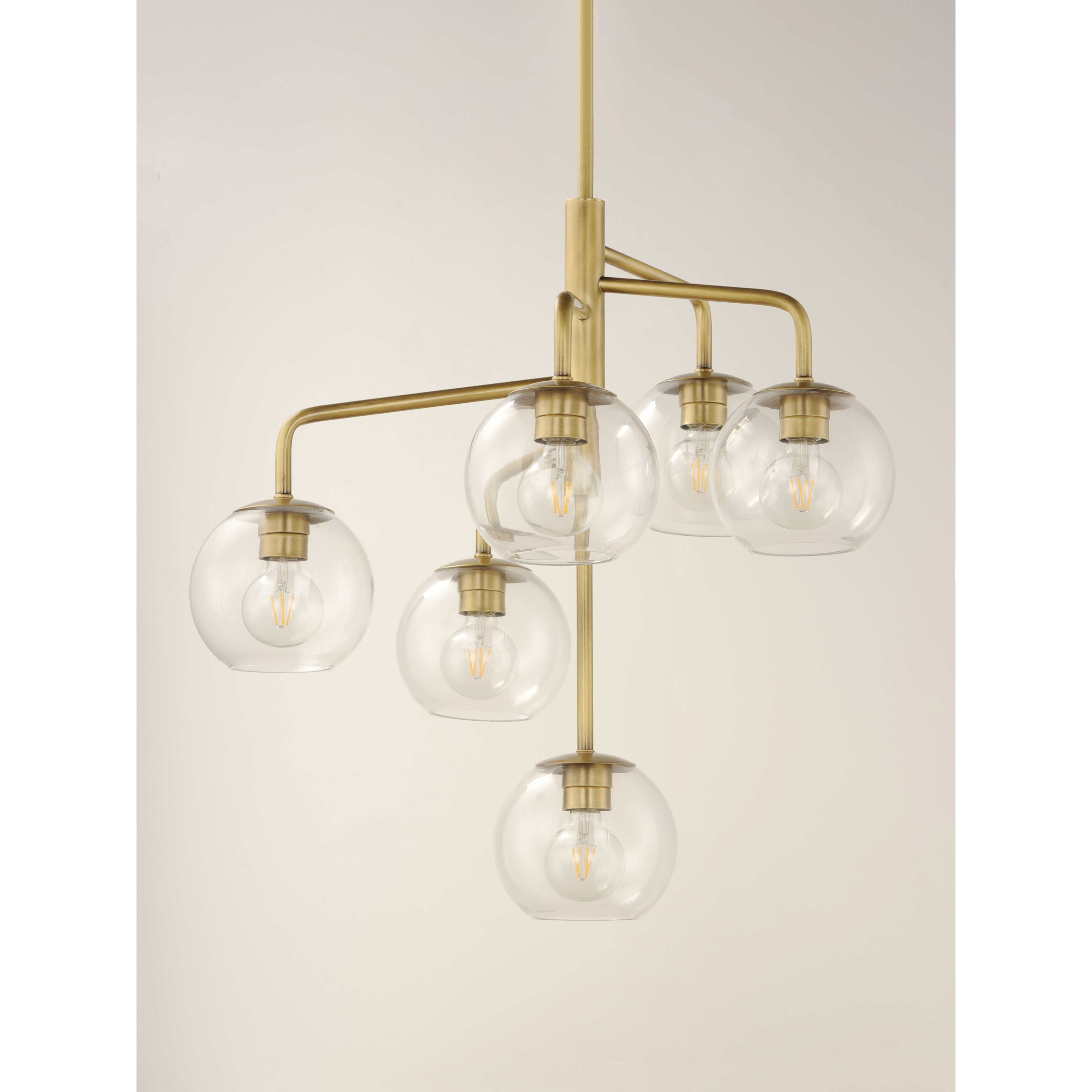 Branch 6 Light 27 inch Natural Aged Brass Chandelier Ceiling Light